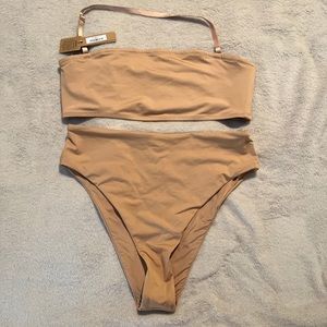 NWT SKIMS Swim Bandeau Bikini Top in Ochre, Size Large